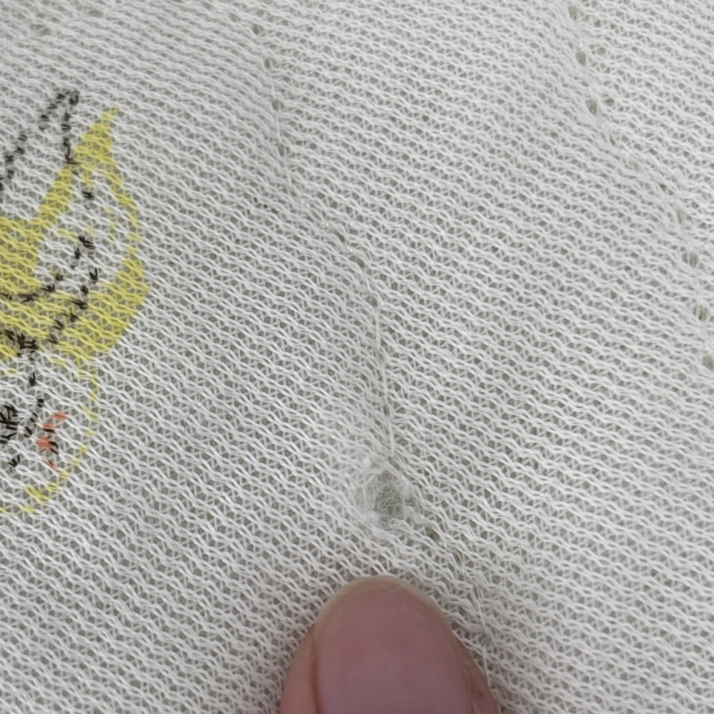 Vintage 70s Acrylic Baby Blanket Satin Trim Woodland Mushrooms Dear Bunny Chick - Picture 9 of 16